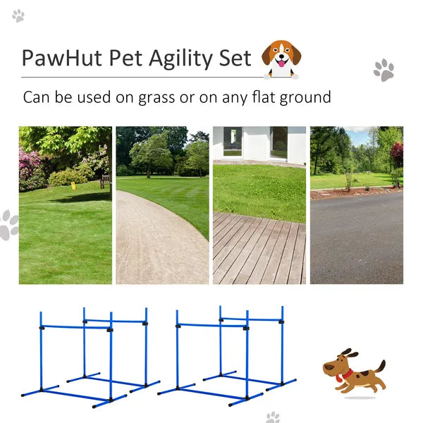 PawHut 4 Piece Dog Agility Starter Kit, Adjustable Jump Bars, Carry Bag, Blue - product image 4