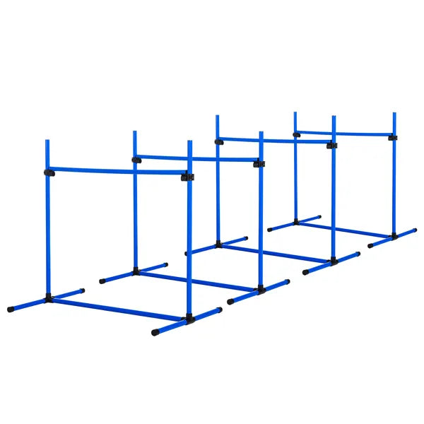 PawHut 4 Piece Dog Agility Starter Kit, Adjustable Jump Bars, Carry Bag, Blue - product image 1