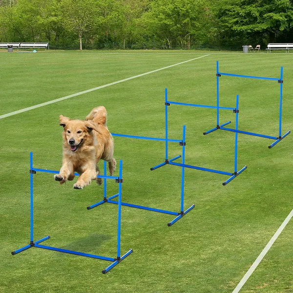 PawHut 4 Piece Dog Agility Starter Kit, Adjustable Jump Bars, Carry Bag, Blue - product image 2