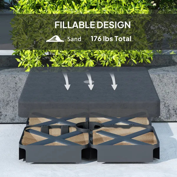 Outsunny 4 Piece Offset Umbrella Base Weight for 176 lb Sand Heavy Duty Outdoor Weights for Umbrella Stand, Black - product image 6