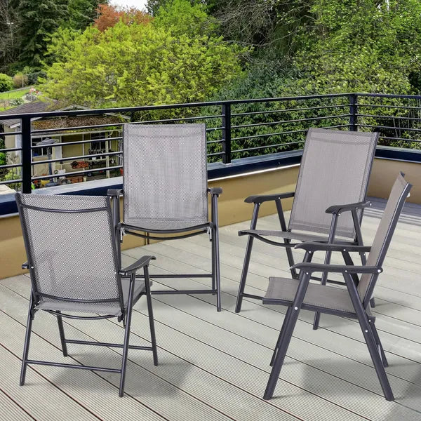 Outsunny 4-piece Patio Folding Chairs, Set with a Simple and Breathable Mesh, Dining Chair with Armrests, for Garden Yard, Camping - product image 10