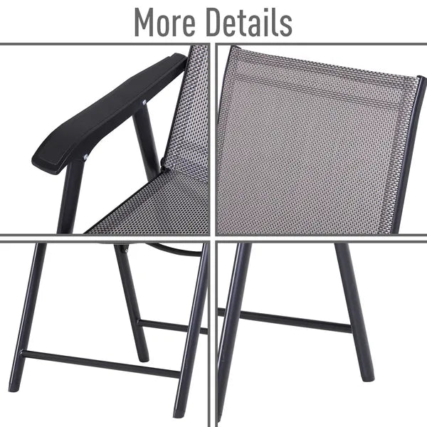 Outsunny 4-piece Patio Folding Chairs, Set with a Simple and Breathable Mesh, Dining Chair with Armrests, for Garden Yard, Camping - product image 4