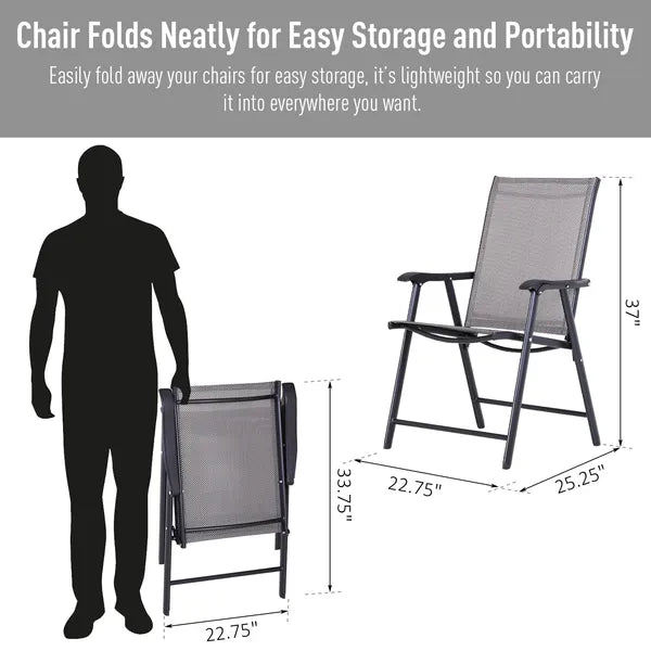 Outsunny 4-piece Patio Folding Chairs, Set with a Simple and Breathable Mesh, Dining Chair with Armrests, for Garden Yard, Camping - product image 6