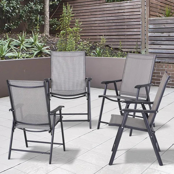 Outsunny 4-piece Patio Folding Chairs, Set with a Simple and Breathable Mesh, Dining Chair with Armrests, for Garden Yard, Camping - product image 2