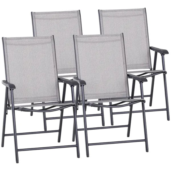 Outsunny 4-piece Patio Folding Chairs, Set with a Simple and Breathable Mesh, Dining Chair with Armrests, for Garden Yard, Camping - product image 12