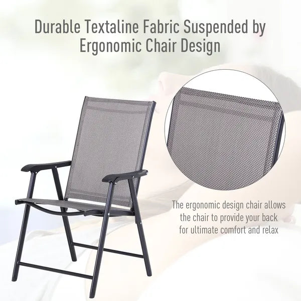 Outsunny 4-piece Patio Folding Chairs, Set with a Simple and Breathable Mesh, Dining Chair with Armrests, for Garden Yard, Camping - product image 5