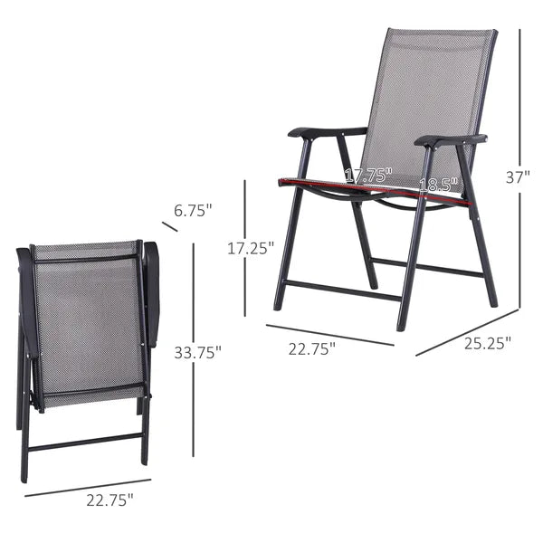 Outsunny 4-piece Patio Folding Chairs, Set with a Simple and Breathable Mesh, Dining Chair with Armrests, for Garden Yard, Camping - product image 3