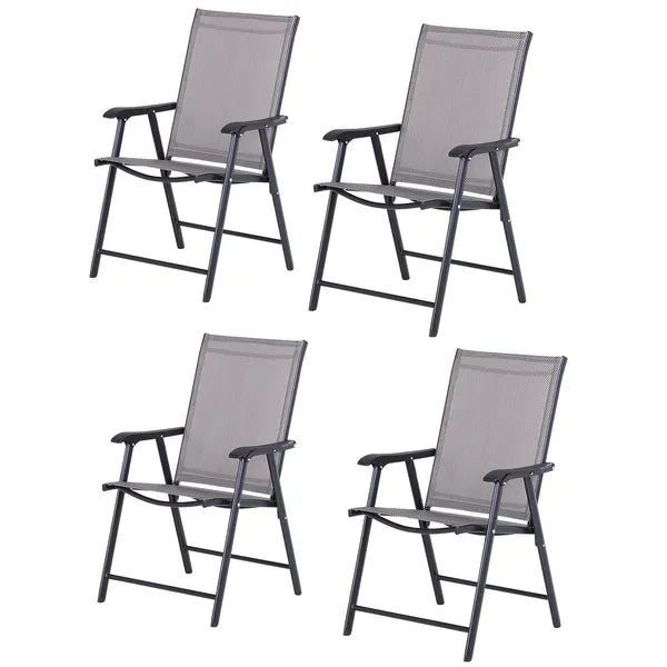 Outsunny 4-piece Patio Folding Chairs, Set with a Simple and Breathable Mesh, Dining Chair with Armrests, for Garden Yard, Camping - product image 1