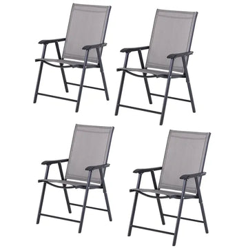 Outsunny 4-piece Patio Folding Chairs, Set with a Simple and Breathable Mesh, Dining Chair with Armrests, for Garden Yard, Camping - product image 1