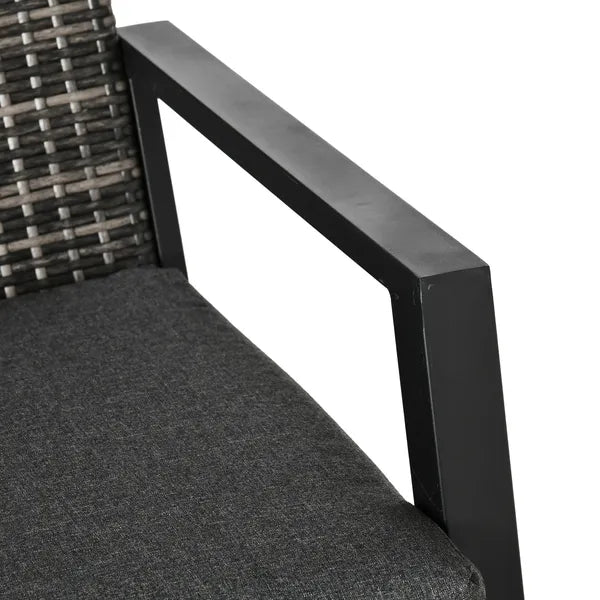 Outsunny 4-Piece Patio Sofa Set Outdoor Wicker Patio Conversation Sets with Removable Cushion and Coffee Table for Balcony, Backyard Black and Grey - product image 7
