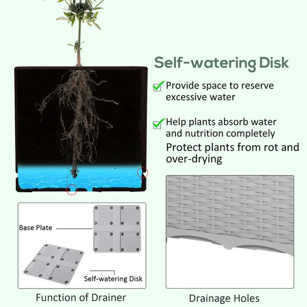 4 Piece Raised Garden Planter Gray with Legs Self-Watering for Outdoor Flowers Herbs Vegetables - product image 6