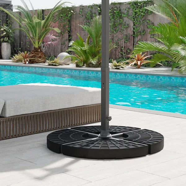 Outsunny 4 Pieces Round Patio Umbrella Base, Cantilever Offset Outdoor Umbrella Weights, 52 Liters Capacity Water or 112 lbs Capacity Sand Set, Black - product image 7