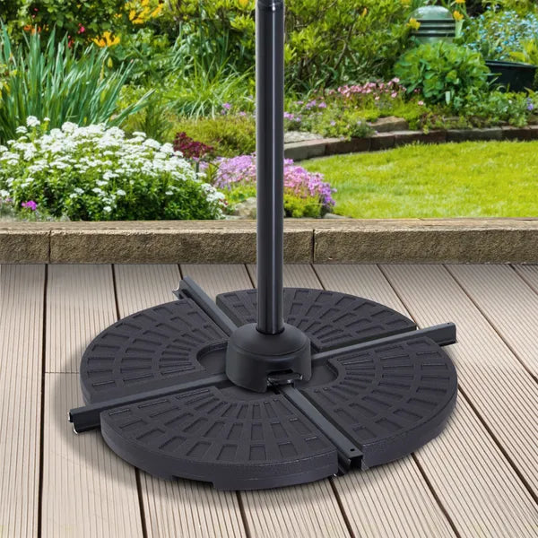 Outsunny 4 Pieces Round Patio Umbrella Base, Cantilever Offset Outdoor Umbrella Weights, 52 Liters Capacity Water or 112 lbs Capacity Sand Set, Black - product image 2