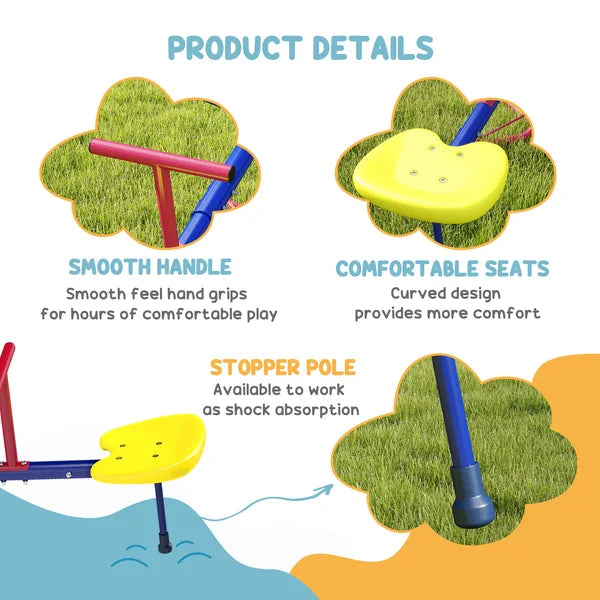 Outsunny 4 Seat Kids Seesaw Spinning Teeter Totter with 360° Rotation, Outdoor Playground Equipment, 88 lbs, for 3-8 Years Old, Multicolor - product image 6