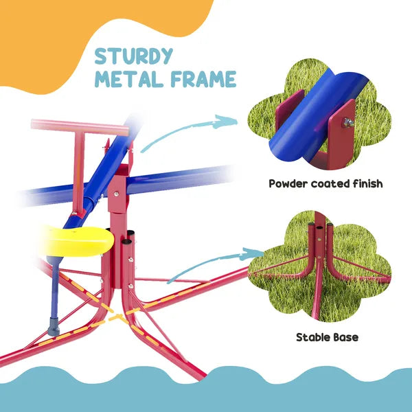 Outsunny 4 Seat Kids Seesaw Spinning Teeter Totter with 360° Rotation, Outdoor Playground Equipment, 88 lbs, for 3-8 Years Old, Multicolor - product image 7