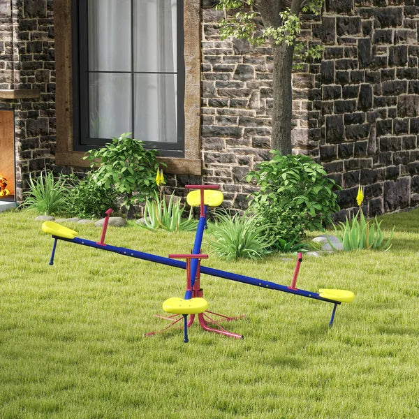 Outsunny 4 Seat Kids Seesaw Spinning Teeter Totter with 360° Rotation, Outdoor Playground Equipment, 88 lbs, for 3-8 Years Old, Multicolor - product image 10