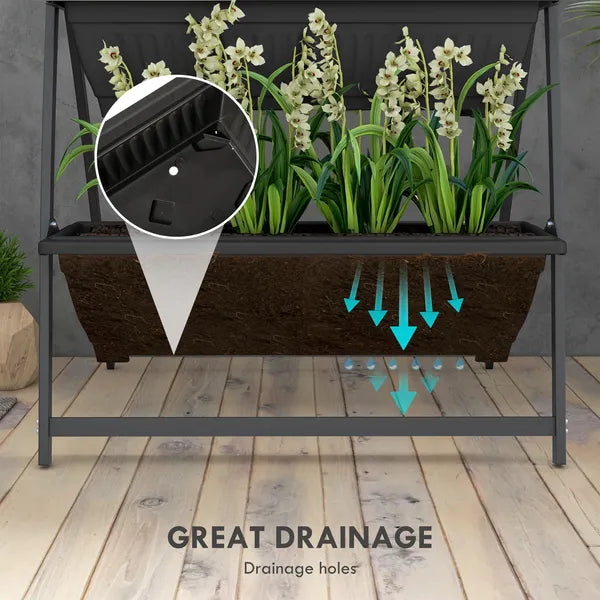 Outsunny 4-Tier Vertical Garden Planter Black Outdoor Plant Stand for Vegetables Flowers with 4 Boxes - product image 6