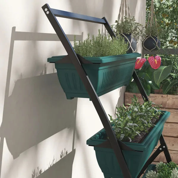 Outsunny 4-Tier Vertical Garden Planter Green Outdoor Plant Stand for Vegetables Flowers with 4 Boxes - product image 8