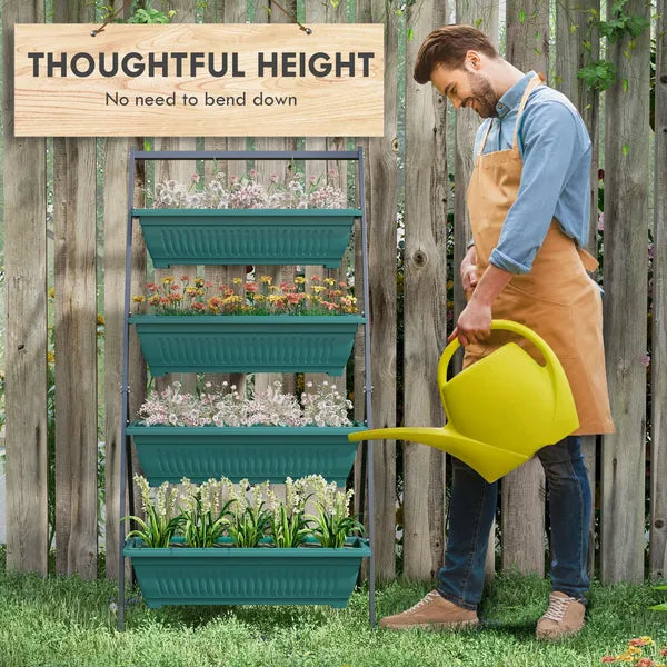 Outsunny 4-Tier Vertical Garden Planter Green Outdoor Plant Stand for Vegetables Flowers with 4 Boxes - product image 5