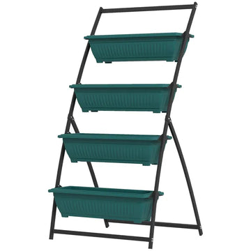 Outsunny 4-Tier Vertical Garden Planter Green Outdoor Plant Stand for Vegetables Flowers with 4 Boxes - product image 1