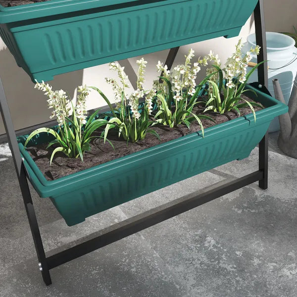 Outsunny 4-Tier Vertical Garden Planter Green Outdoor Plant Stand for Vegetables Flowers with 4 Boxes - product image 9