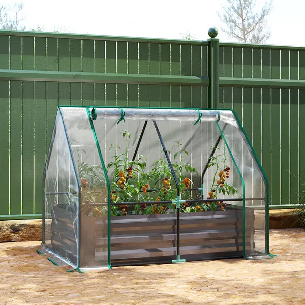 Outsunny 4 x 3 x 3ft Raised Garden Bed with Mini Greenhouse, Galvanized Raised Garden Bed with Cover, Clear and Dark Gray - product image 10