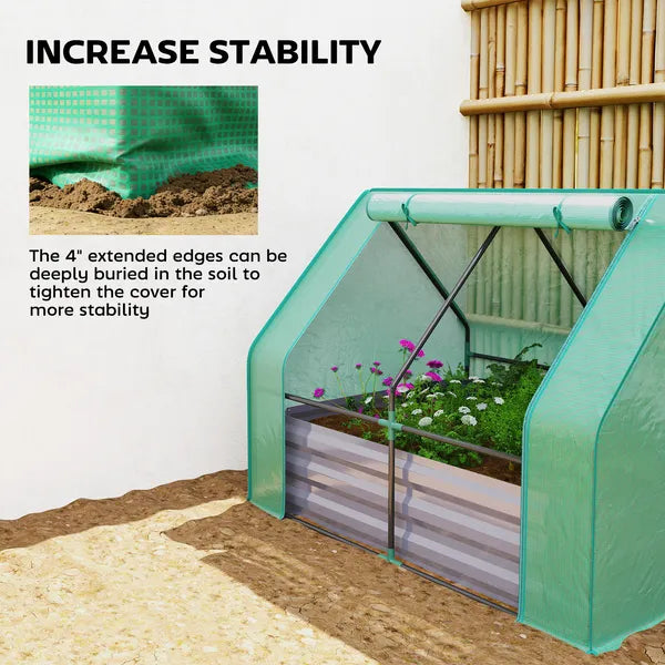 Outsunny 4 x 3 x 3ft Raised Garden Bed with Mini Greenhouse, Galvanized Raised Garden Bed with Cover, Green and Dark Gray - product image 9