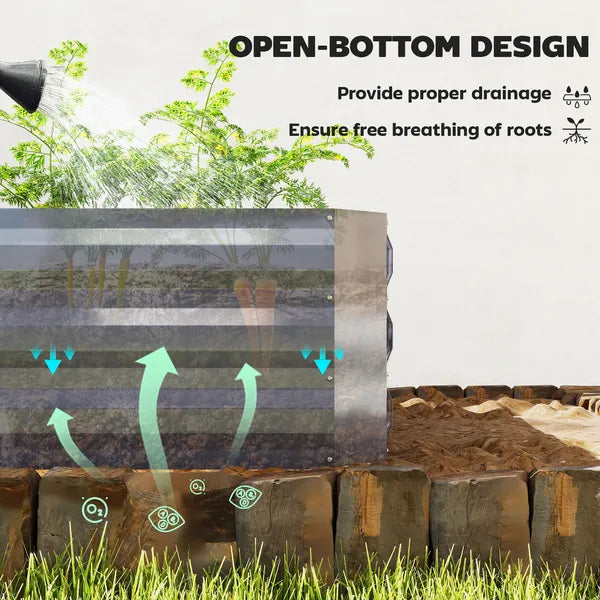 Outsunny 4 x 3 x 3ft Raised Garden Bed with Mini Greenhouse, Galvanized Raised Garden Bed with Cover, Green and Dark Gray - product image 7