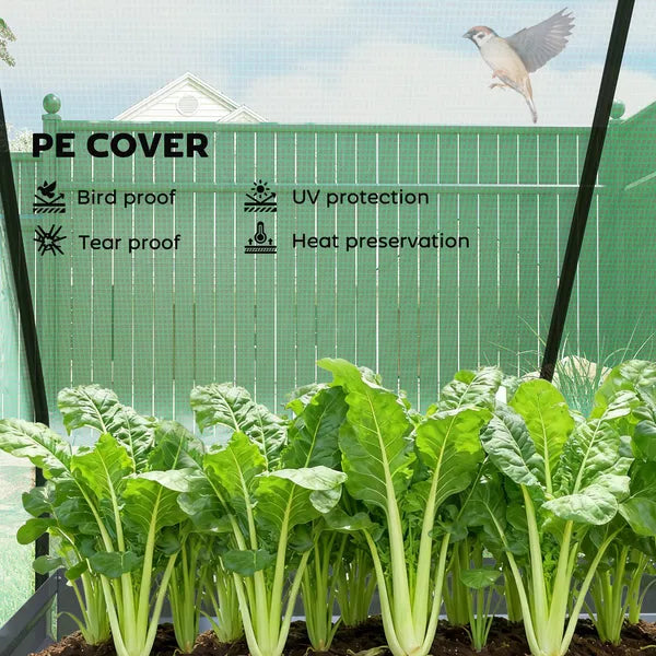 Outsunny 4 x 3 x 3ft Raised Garden Bed with Mini Greenhouse, Galvanized Raised Garden Bed with Cover, Green and Dark Gray - product image 6