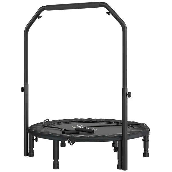 Soozier 40 Inch Foldable Mini Trampoline, Rebounder Trampoline for Adults with Adjustable Foam Handle, Black - product image 1