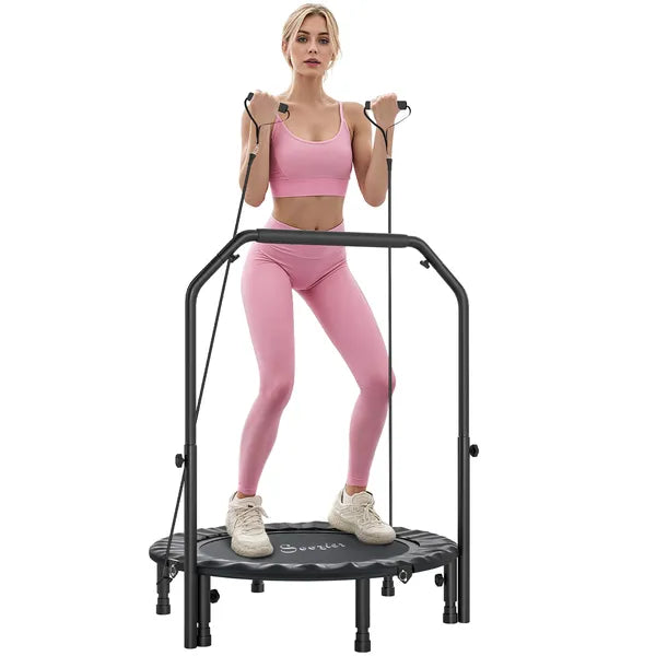 Soozier 40 Inch Foldable Mini Trampoline, Rebounder Trampoline for Adults with Adjustable Foam Handle, Black - product image 11