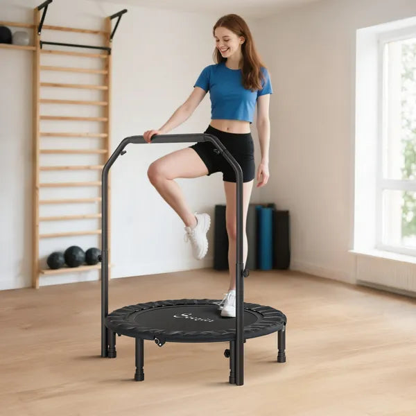 Soozier 40 Inch Foldable Mini Trampoline, Rebounder Trampoline for Adults with Adjustable Foam Handle, Black - product image 2