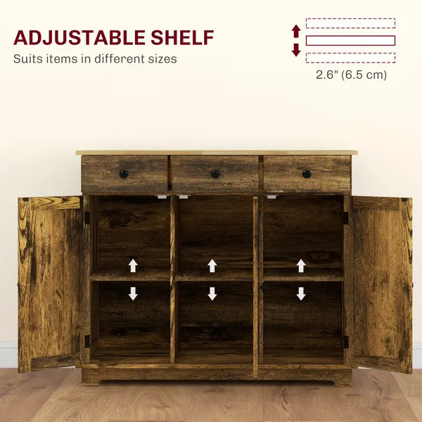 40" Storage Cabinet Sideboard, Large Kitchen Buffet Table with Muti Drawers and Adjustable Shelf, Brown - product image 5