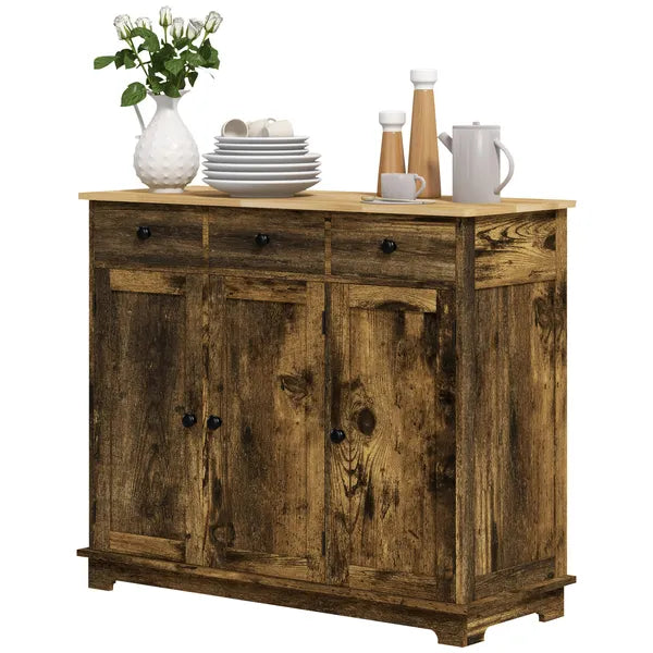 40" Storage Cabinet Sideboard, Large Kitchen Buffet Table with Muti Drawers and Adjustable Shelf, Brown - product image 1