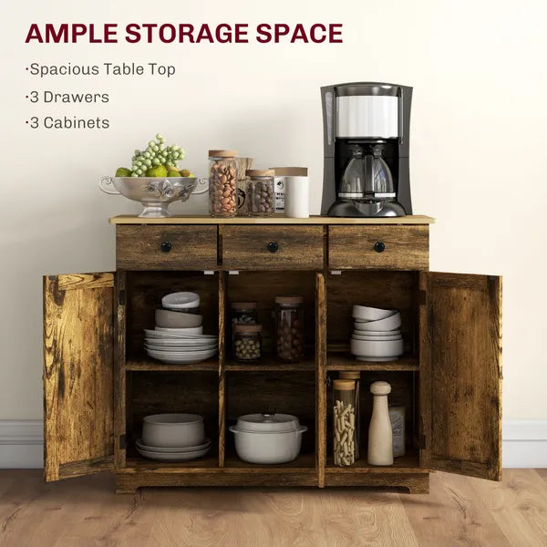 40" Storage Cabinet Sideboard, Large Kitchen Buffet Table with Muti Drawers and Adjustable Shelf, Brown - product image 4