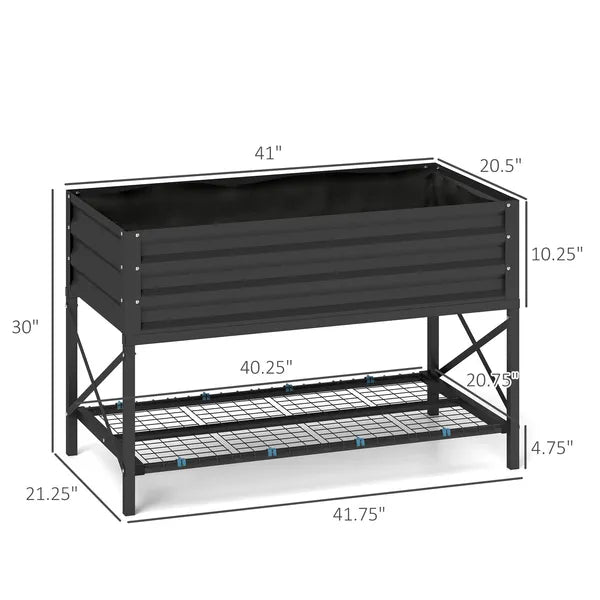 Outsunny 40" x 20" x 10" Galvanized Steel Raised Garden Bed, Steel Raised Garden with Bed Liner, 440lbs, Gray - product image 3