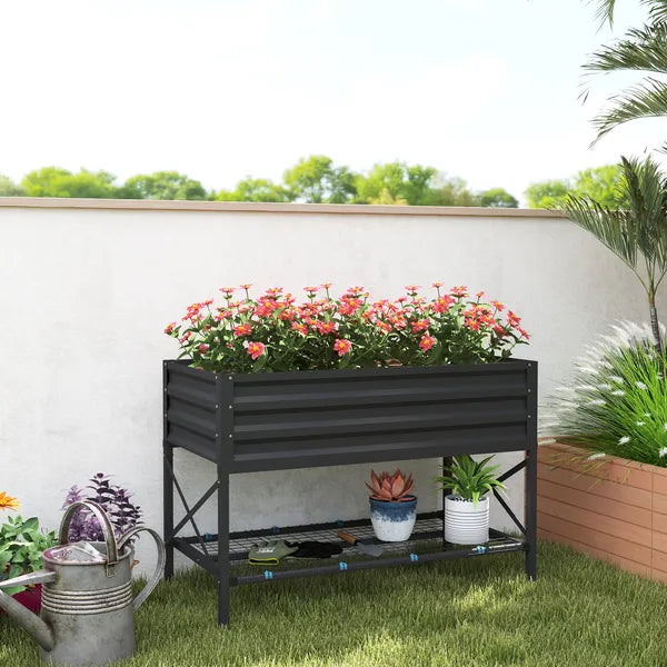 Outsunny 40" x 20" x 10" Galvanized Steel Raised Garden Bed, Steel Raised Garden with Bed Liner, 440lbs, Gray - product image 2