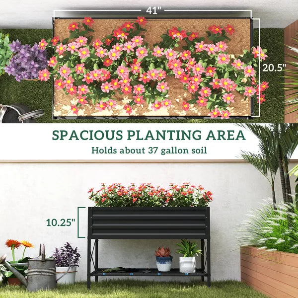 Outsunny 40" x 20" x 10" Galvanized Steel Raised Garden Bed, Steel Raised Garden with Bed Liner, 440lbs, Gray - product image 4