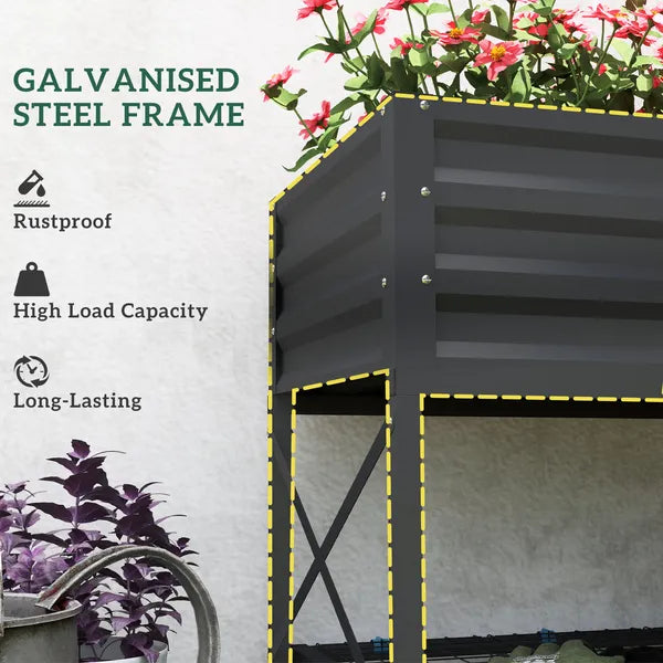 Outsunny 40" x 20" x 10" Galvanized Steel Raised Garden Bed, Steel Raised Garden with Bed Liner, 440lbs, Gray - product image 6