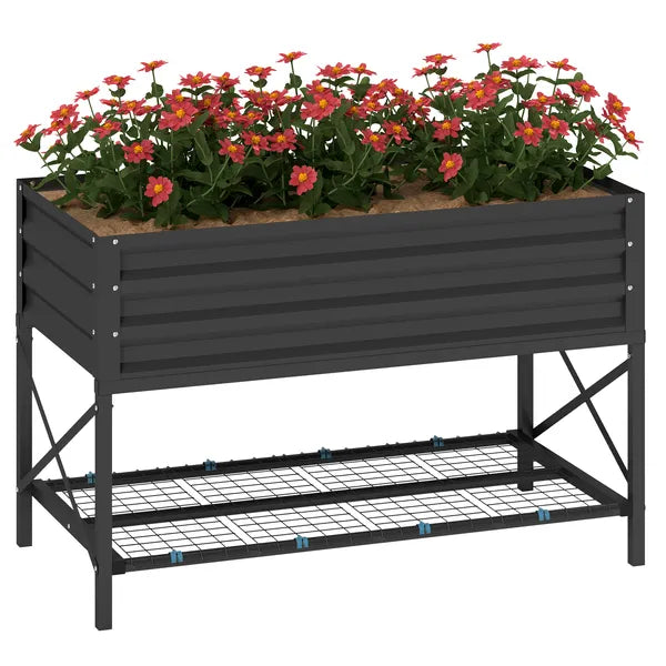 Outsunny 40" x 20" x 10" Galvanized Steel Raised Garden Bed, Steel Raised Garden with Bed Liner, 440lbs, Gray - product image 1