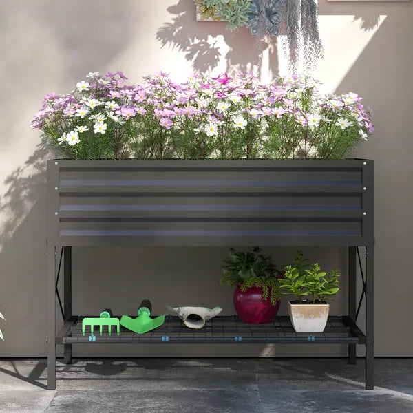 Outsunny 40" x 20" x 10" Galvanized Steel Raised Garden Bed, Steel Raised Garden with Bed Liner, 440lbs, Gray - product image 9
