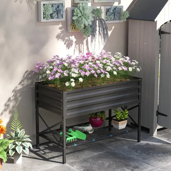 Outsunny 40" x 20" x 10" Galvanized Steel Raised Garden Bed, Steel Raised Garden with Bed Liner, 440lbs, Gray - product image 10