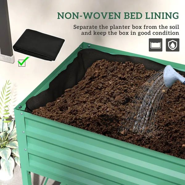 Outsunny 40" x 20" x 10" Raised Garden Bed for Flowers and Vegetables, Metal Raised Flower Beds with Legs, 37 gallons, Green - product image 7