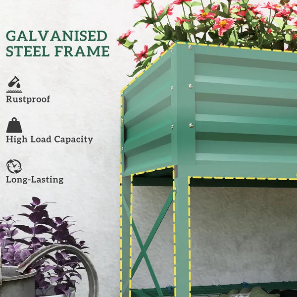 Outsunny 40" x 20" x 10" Raised Garden Bed for Flowers and Vegetables, Metal Raised Flower Beds with Legs, 37 gallons, Green - product image 6