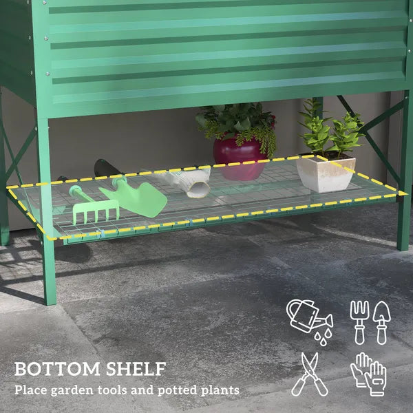 Outsunny 40" x 20" x 10" Raised Garden Bed for Flowers and Vegetables, Metal Raised Flower Beds with Legs, 37 gallons, Green - product image 5
