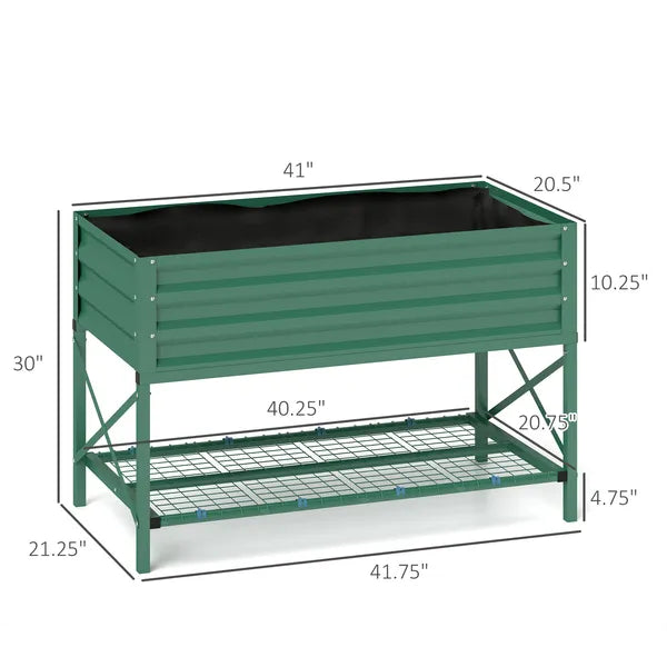 Outsunny 40" x 20" x 10" Raised Garden Bed for Flowers and Vegetables, Metal Raised Flower Beds with Legs, 37 gallons, Green - product image 3