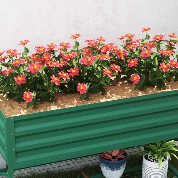 Outsunny 40" x 20" x 10" Raised Garden Bed for Flowers and Vegetables, Metal Raised Flower Beds with Legs, 37 gallons, Green - product image 8