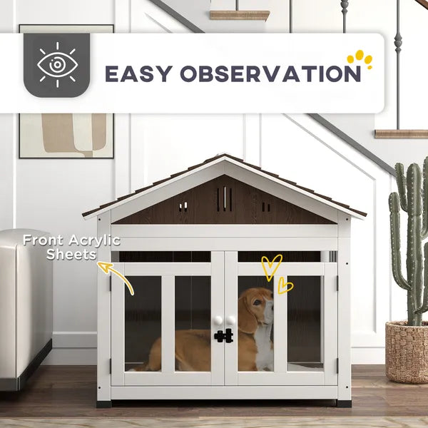 40"L Wooden Dog House Outdoor Indoor for Small, Medium, Large Dogs, with Air Vents and Elevated Removable Floor - product image 6