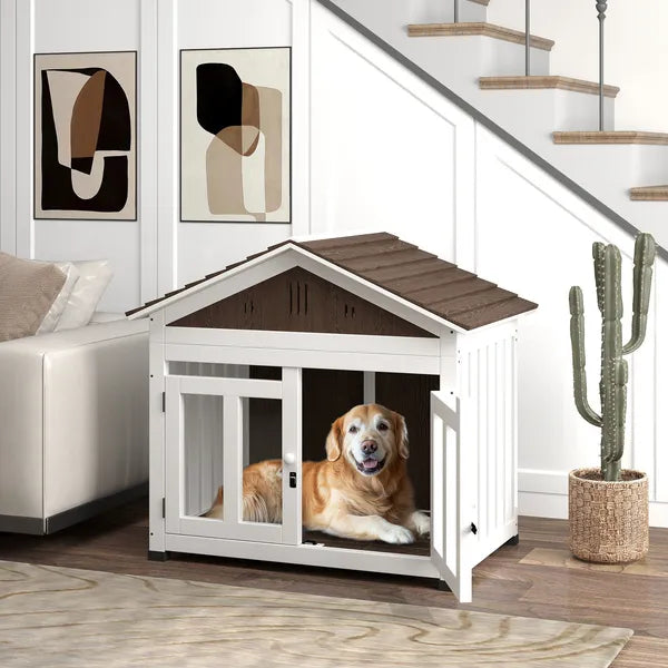 40"L Wooden Dog House Outdoor Indoor for Small, Medium, Large Dogs, with Air Vents and Elevated Removable Floor - product image 2