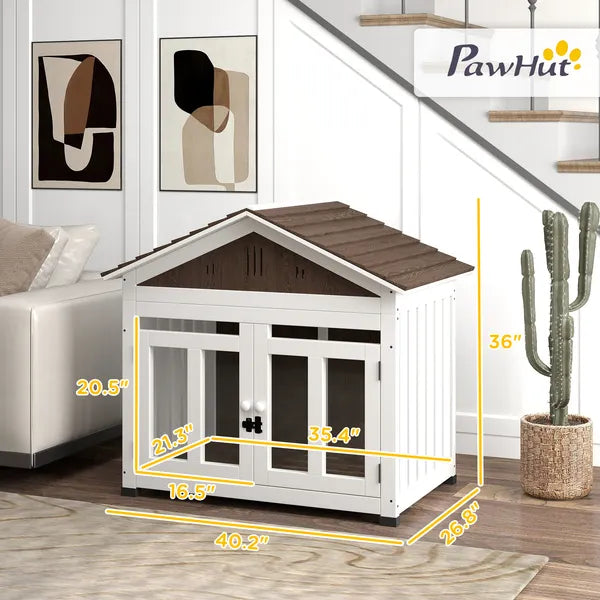 40"L Wooden Dog House Outdoor Indoor for Small, Medium, Large Dogs, with Air Vents and Elevated Removable Floor - product image 3